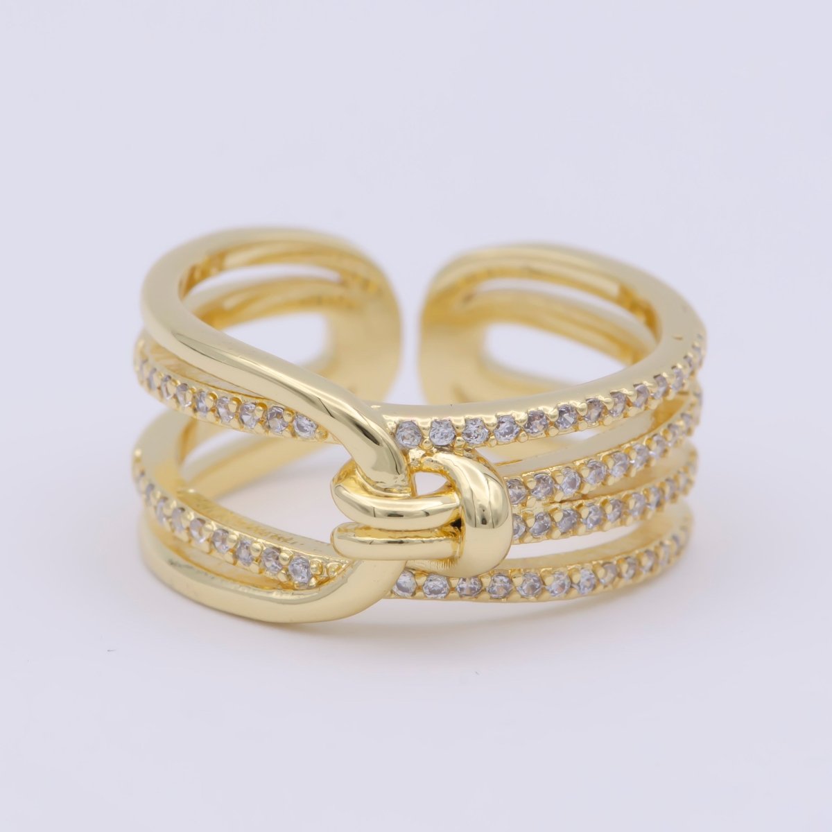 Dainty Knot Tie Gold Filled Ring Open Adjustable Ring Simple Cz Stacking Jewelry O-458