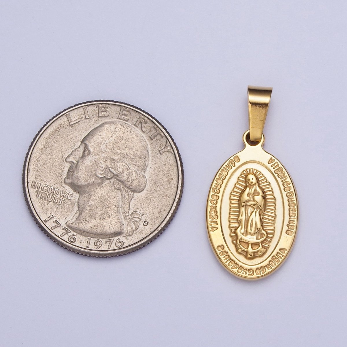 Dainty Lady Guadalupe Pendant Double Sided Charm for Catholic Jewelry Making Gold Filled X-654