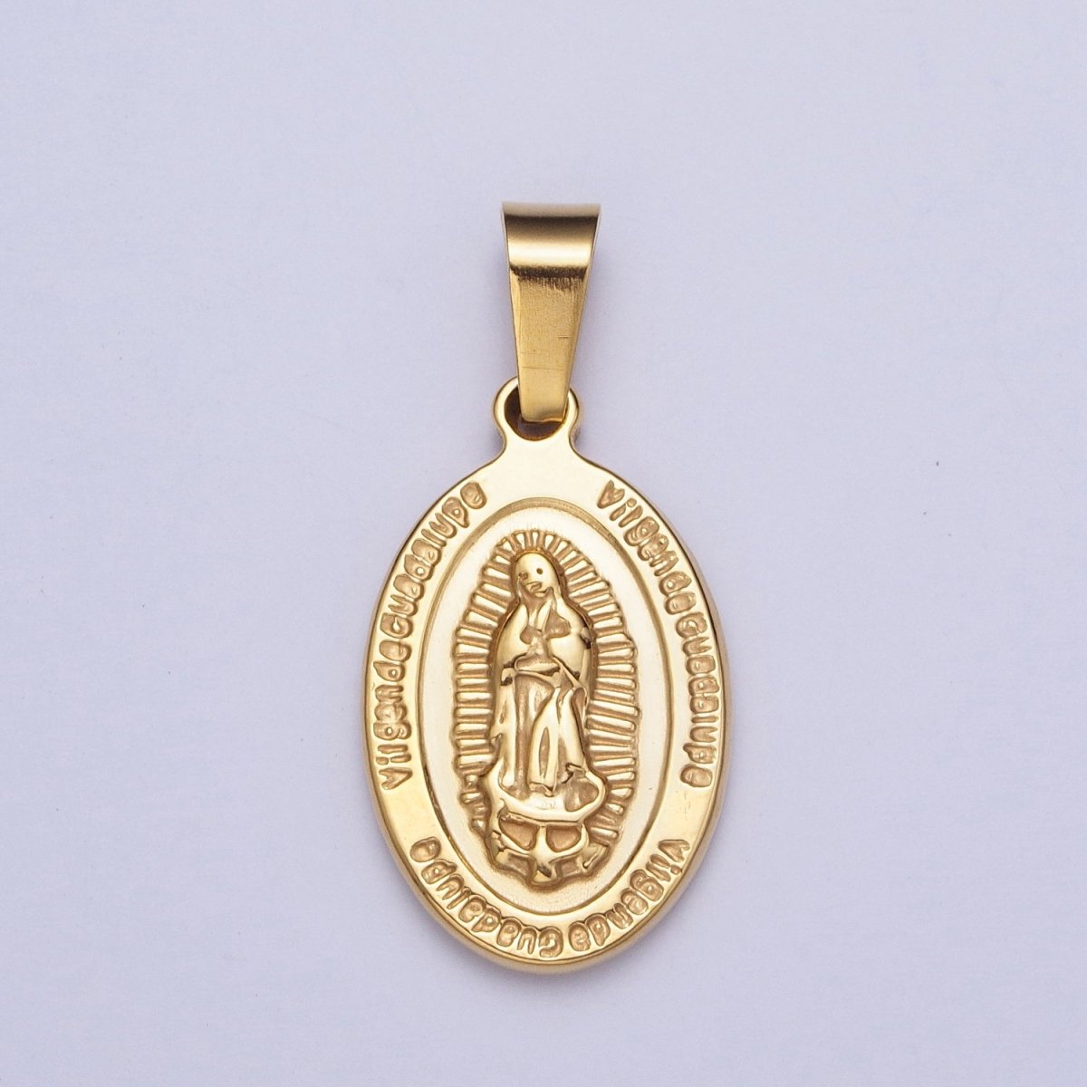Dainty Lady Guadalupe Pendant Double Sided Charm for Catholic Jewelry Making Gold Filled X-654