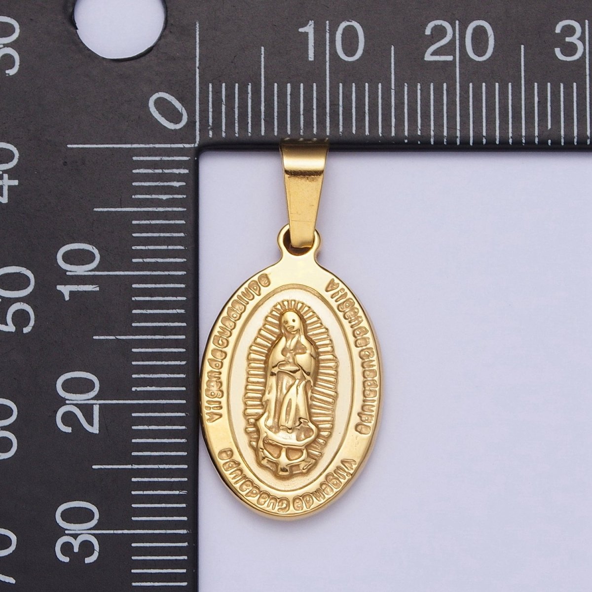 Dainty Lady Guadalupe Pendant Double Sided Charm for Catholic Jewelry Making Gold Filled X-654