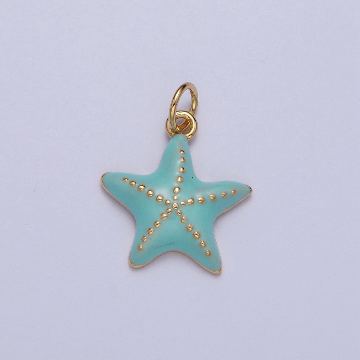 Dainty Light Blue Starfish Charm, Small Summer Beach Style Starfish Charm For Jewelry Making AG-128