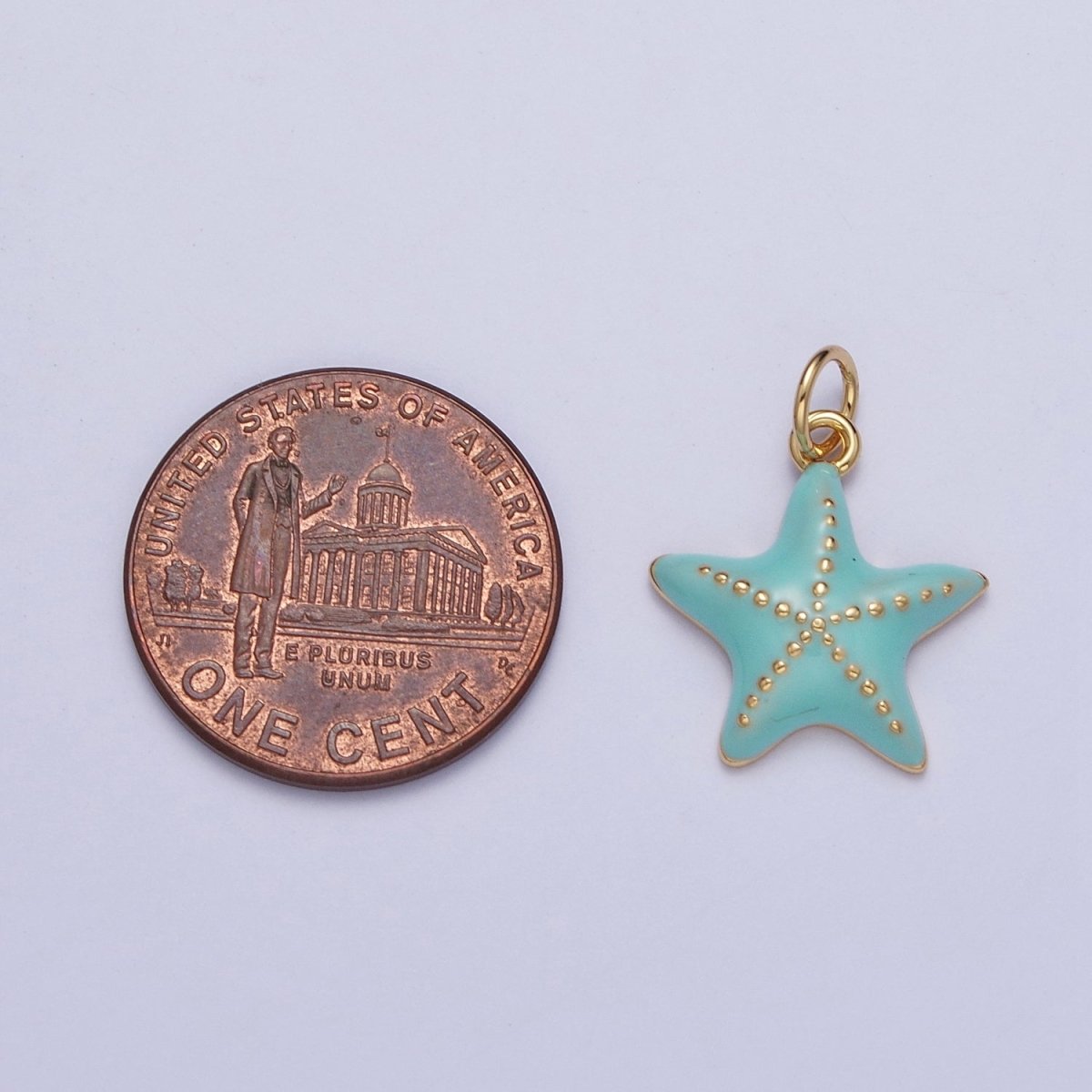 Dainty Light Blue Starfish Charm, Small Summer Beach Style Starfish Charm For Jewelry Making AG-128