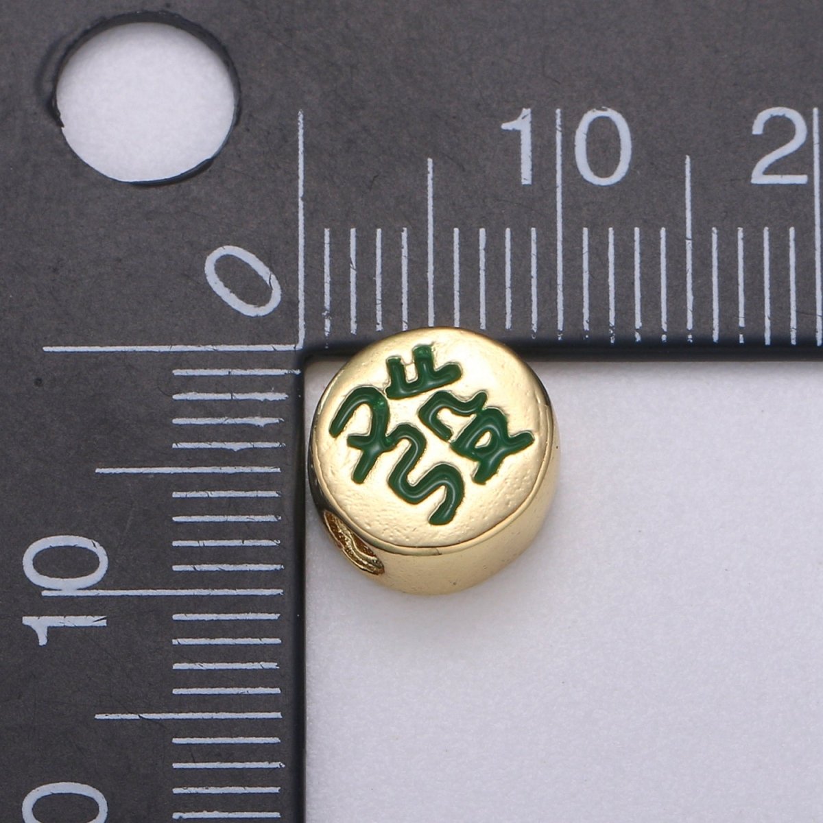 Dainty Mahjong Bead Charms for Jewelry Supply Gold Mahjong Tile Bead Spacer Chinese Character Red Dragon Center Tile Wealth B-490