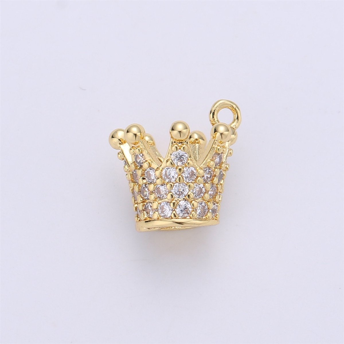 Dainty Micro Pave Gold Crown charm in 24k gold Filled Charm Cubic zirconia for Necklace Bracelet Earring Charm Jewelry Making supply C-679