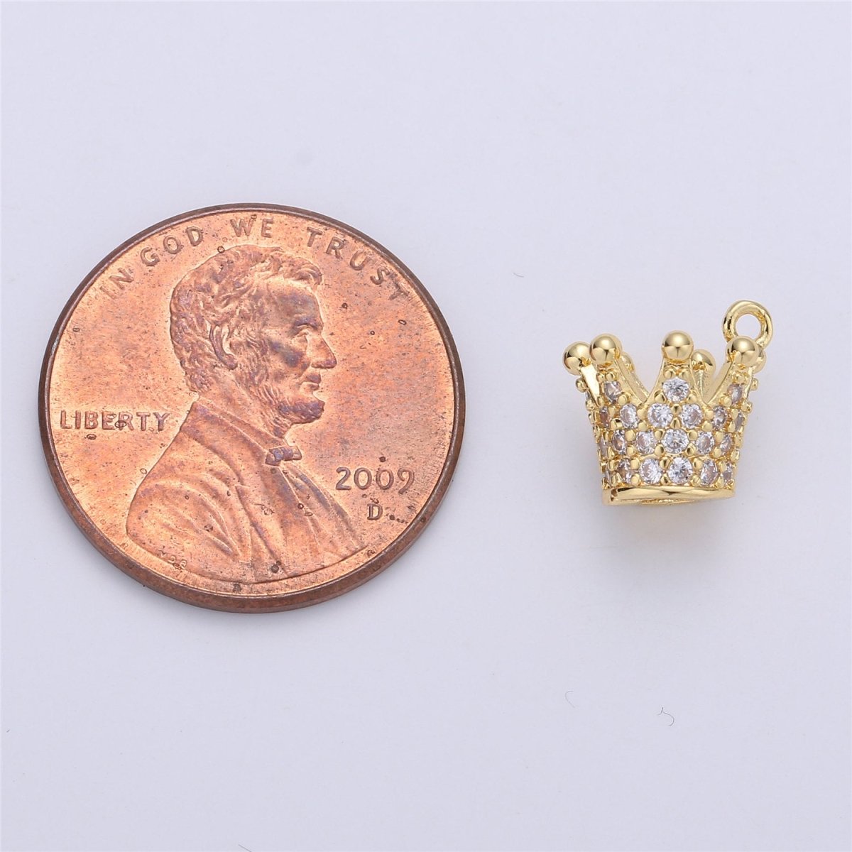Dainty Micro Pave Gold Crown charm in 24k gold Filled Charm Cubic zirconia for Necklace Bracelet Earring Charm Jewelry Making supply C-679