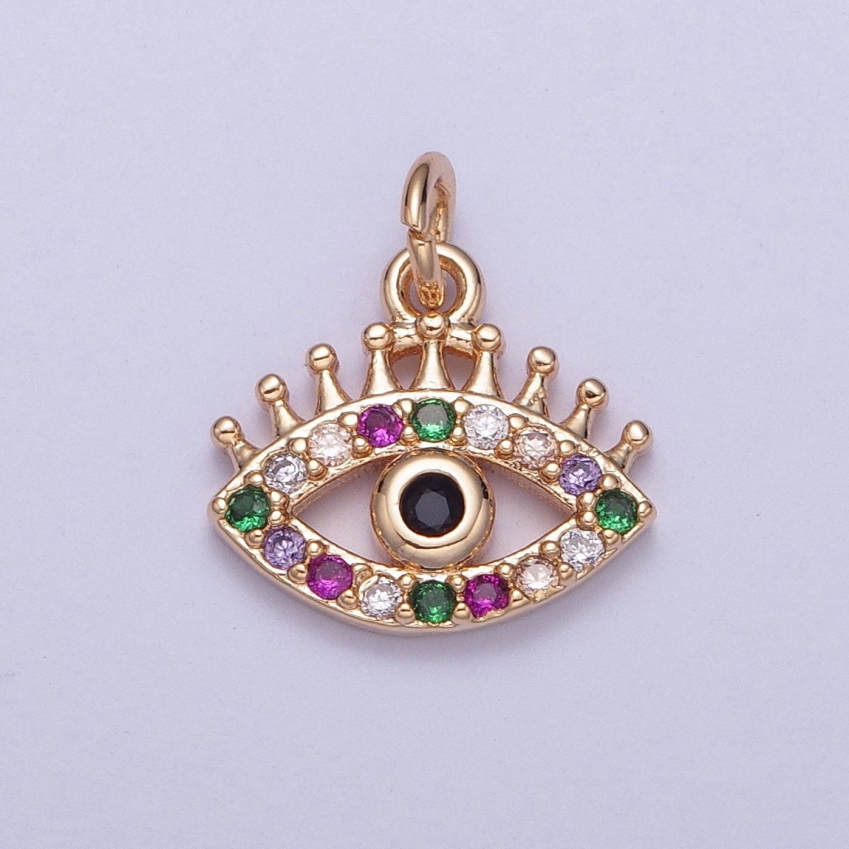 Dainty Micro Paved Multicolor CZ Evil Eye Protection Eye Charm | X-175 - X-182