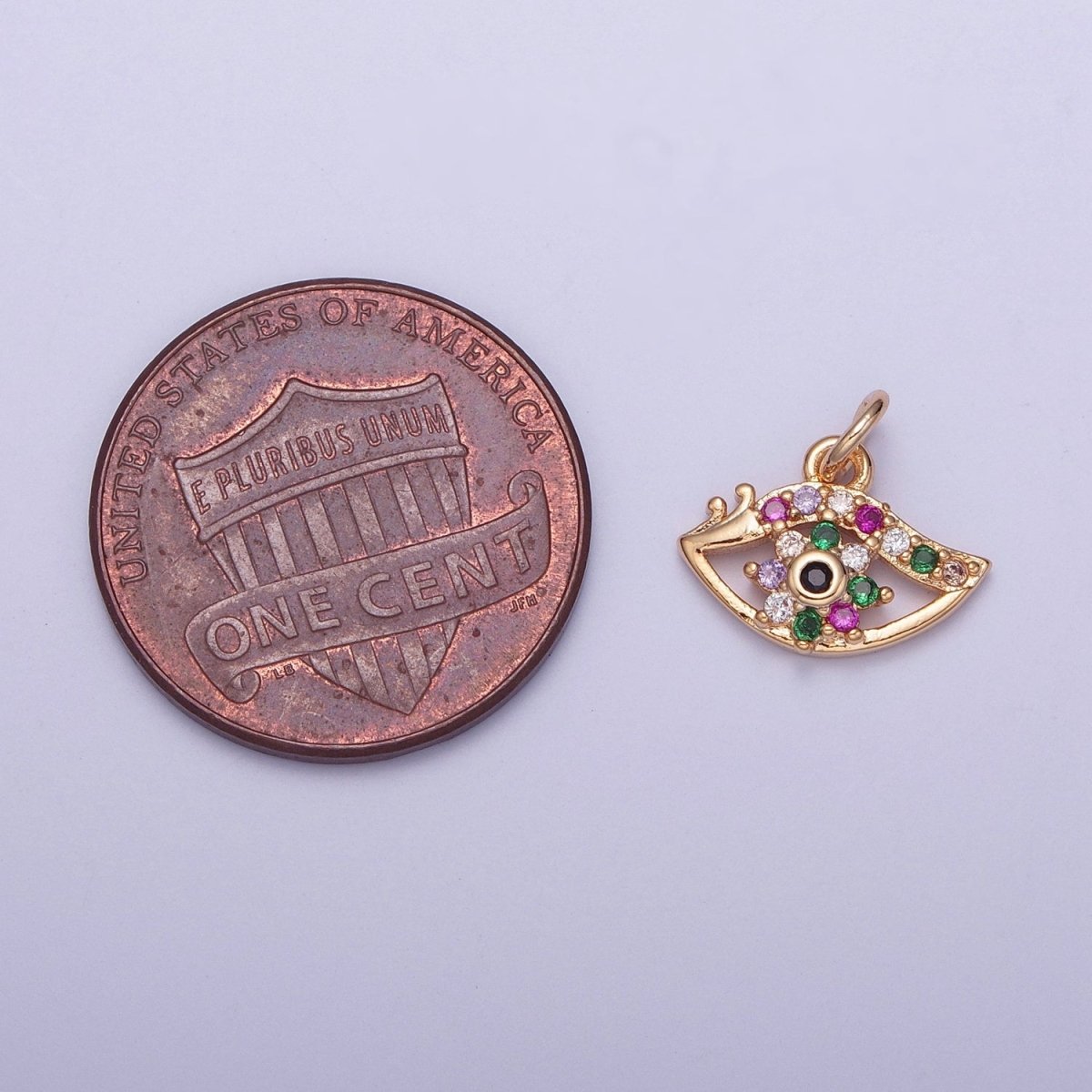 Dainty Micro Paved Multicolor CZ Evil Eye Protection Eye Charm | X-175 - X-182