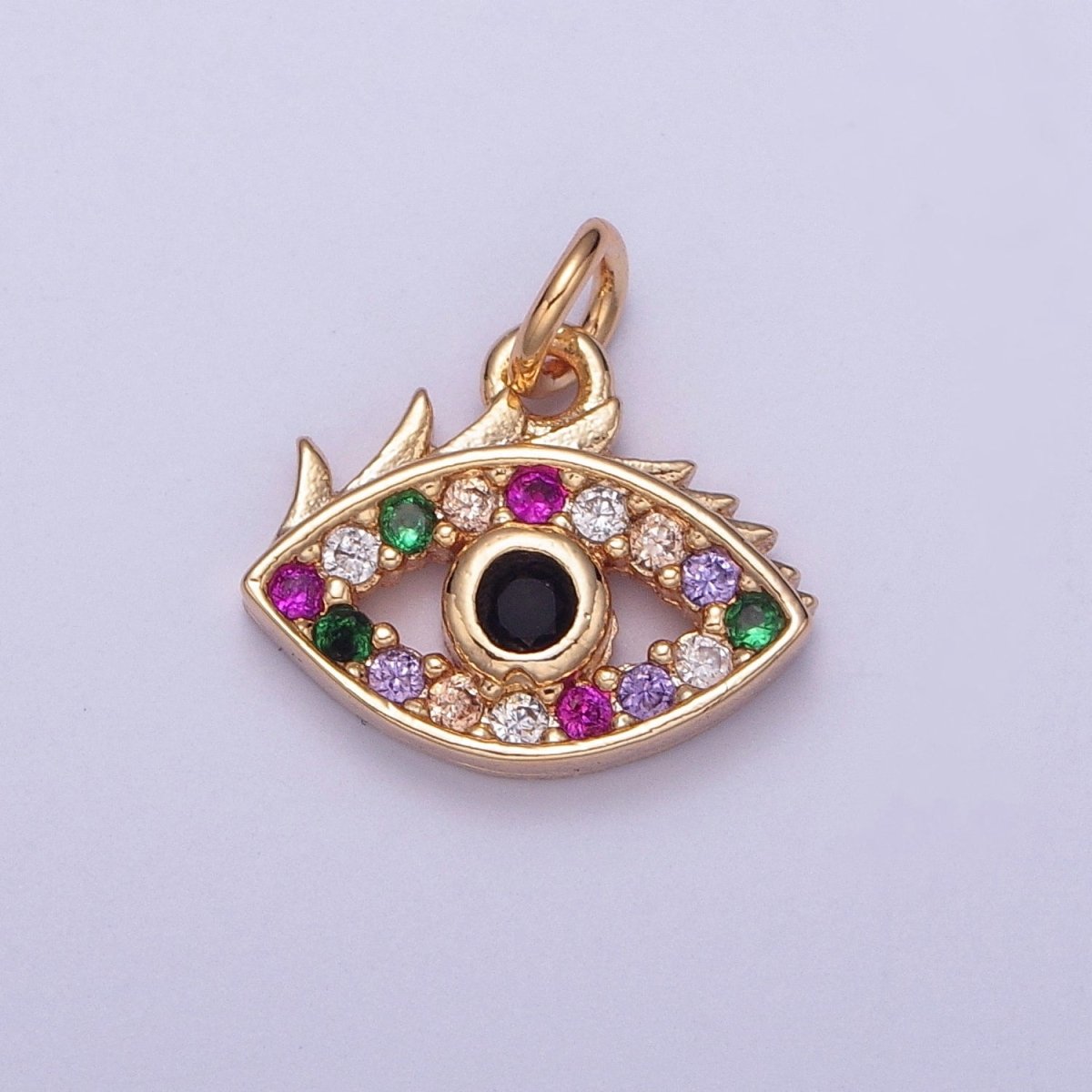 Dainty Micro Paved Multicolor CZ Evil Eye Protection Eye Charm | X-175 - X-182
