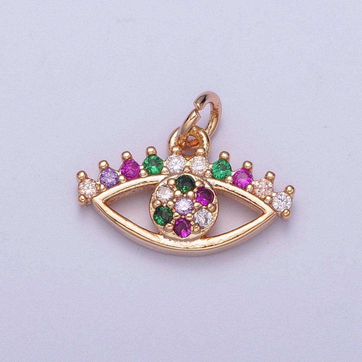 Dainty Micro Paved Multicolor CZ Evil Eye Protection Eye Charm | X-175 - X-182