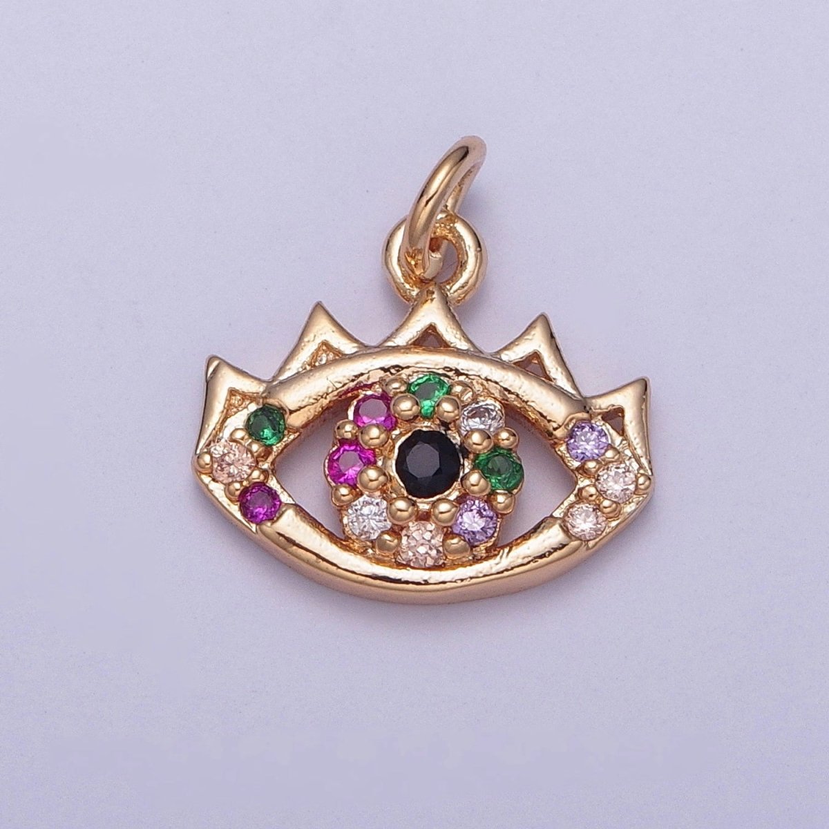 Dainty Micro Paved Multicolor CZ Evil Eye Protection Eye Charm | X-175 - X-182