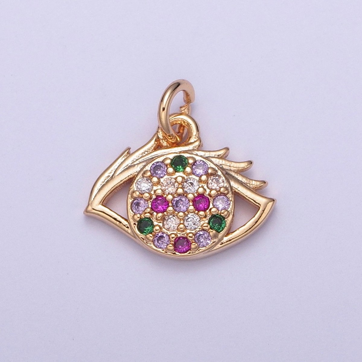 Dainty Micro Paved Multicolor CZ Evil Eye Protection Eye Charm | X-175 - X-182