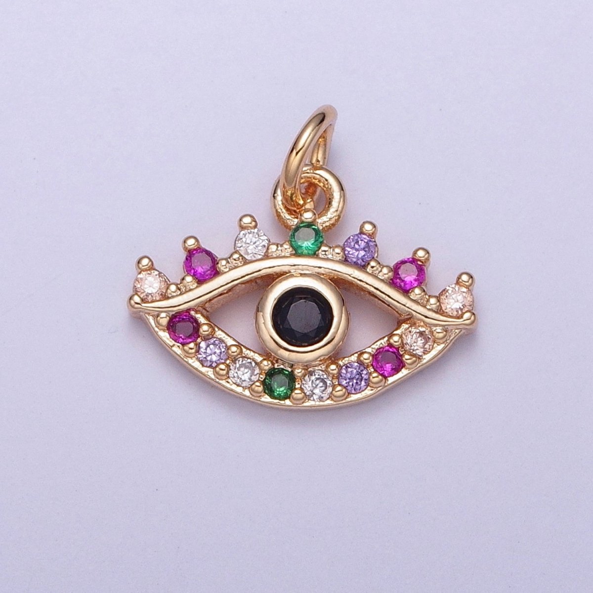 Dainty Micro Paved Multicolor CZ Evil Eye Protection Eye Charm | X-175 - X-182
