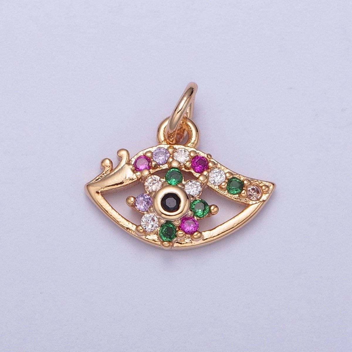 Dainty Micro Paved Multicolor CZ Evil Eye Protection Eye Charm | X-175 - X-182