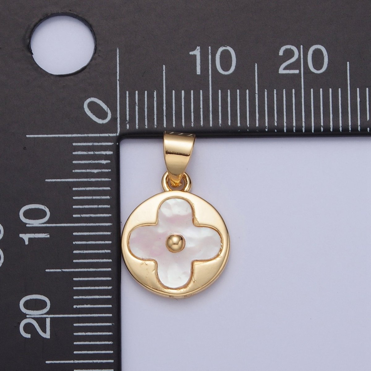 Dainty MOP Flower Charm, mother-of-pearl pendant, Gold Plated I-171