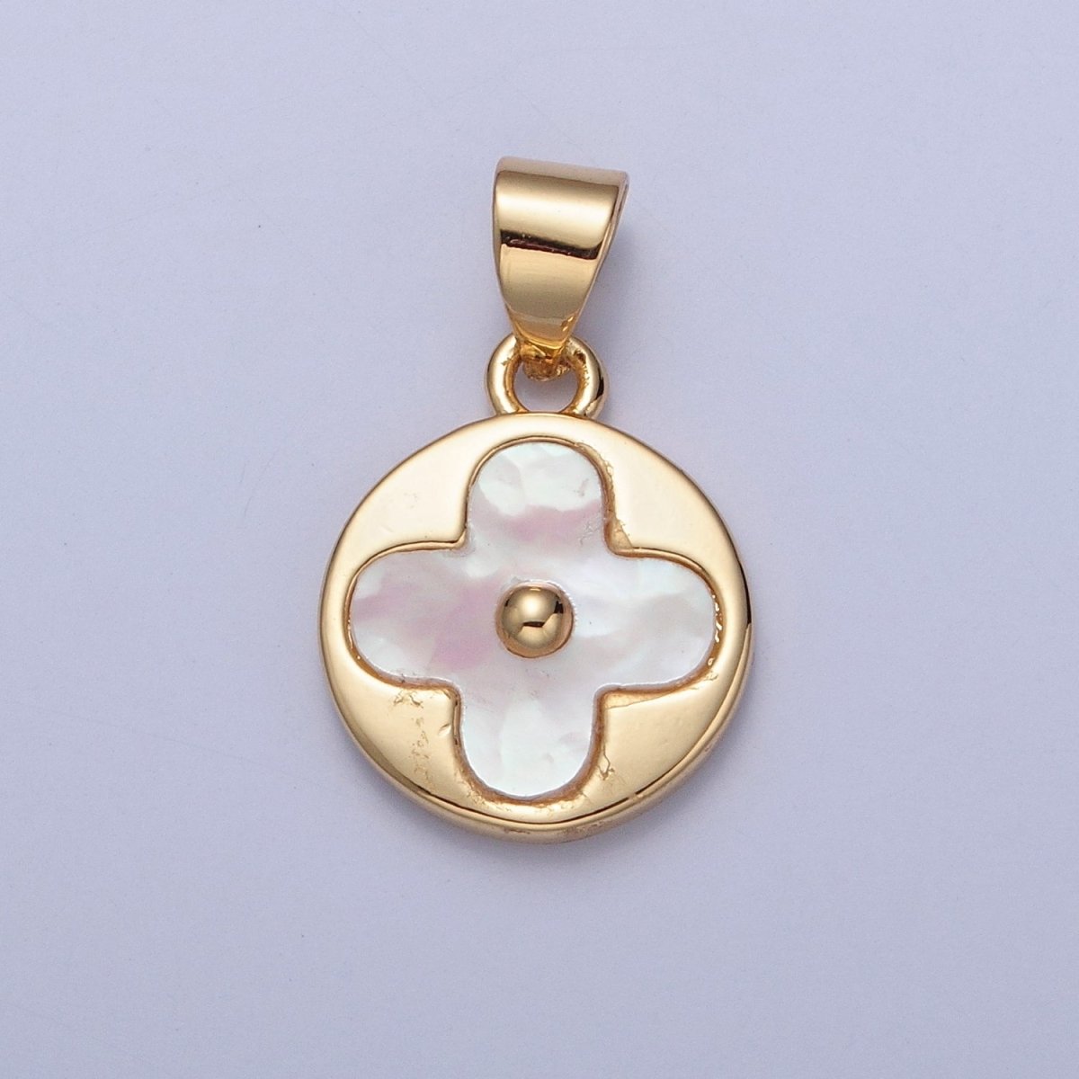 Dainty MOP Flower Charm, mother-of-pearl pendant, Gold Plated I-171