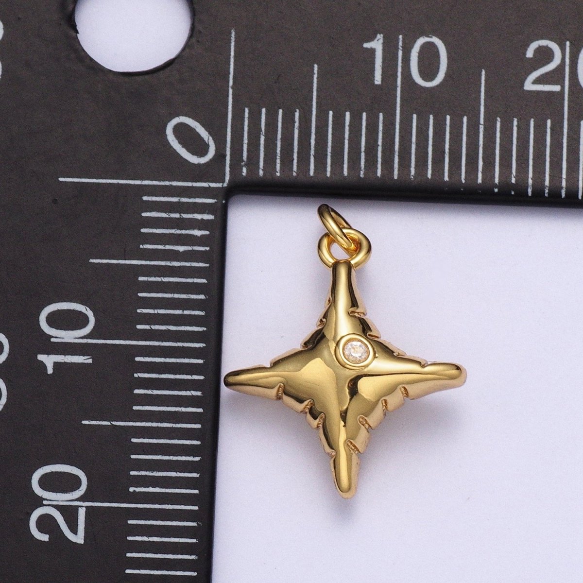 Dainty North Star Charm, Small Simple Textured Gold Stars For Earring Bracelet Necklace Jewelry Making AG-109