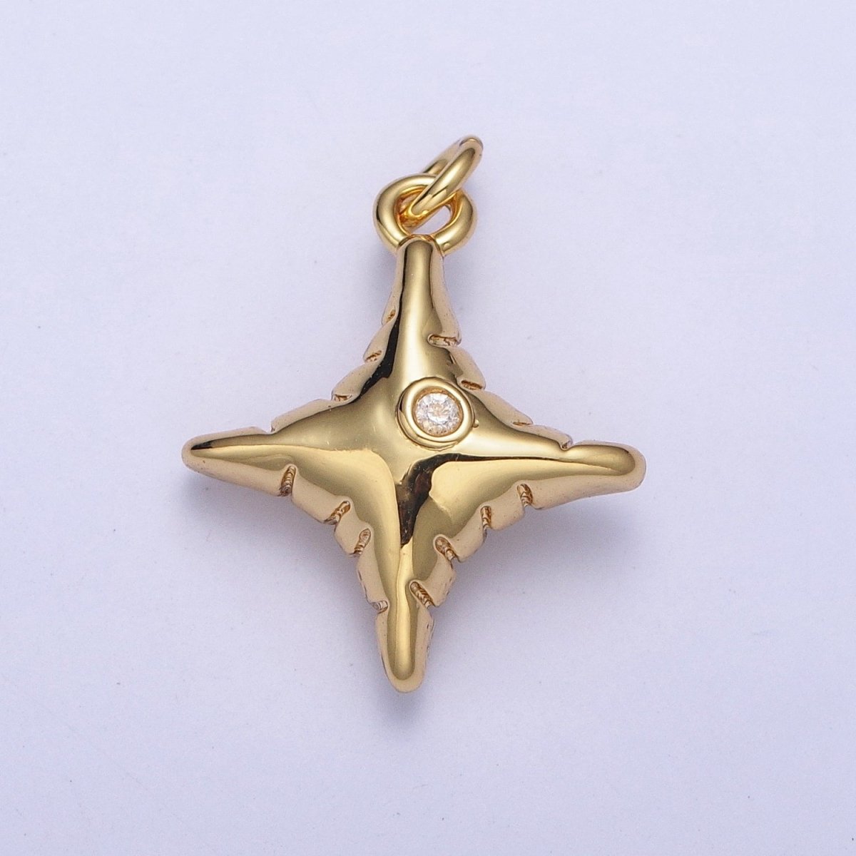 Dainty North Star Charm, Small Simple Textured Gold Stars For Earring Bracelet Necklace Jewelry Making AG-109