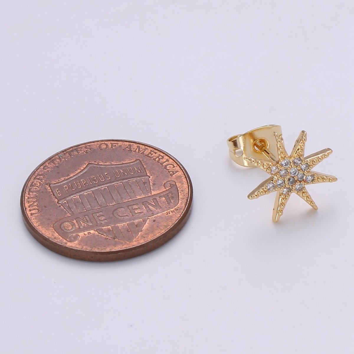 Dainty North Star Stud Earring Cubic Zirconia Celestial Inspired for Minimalist Jewelry P-151