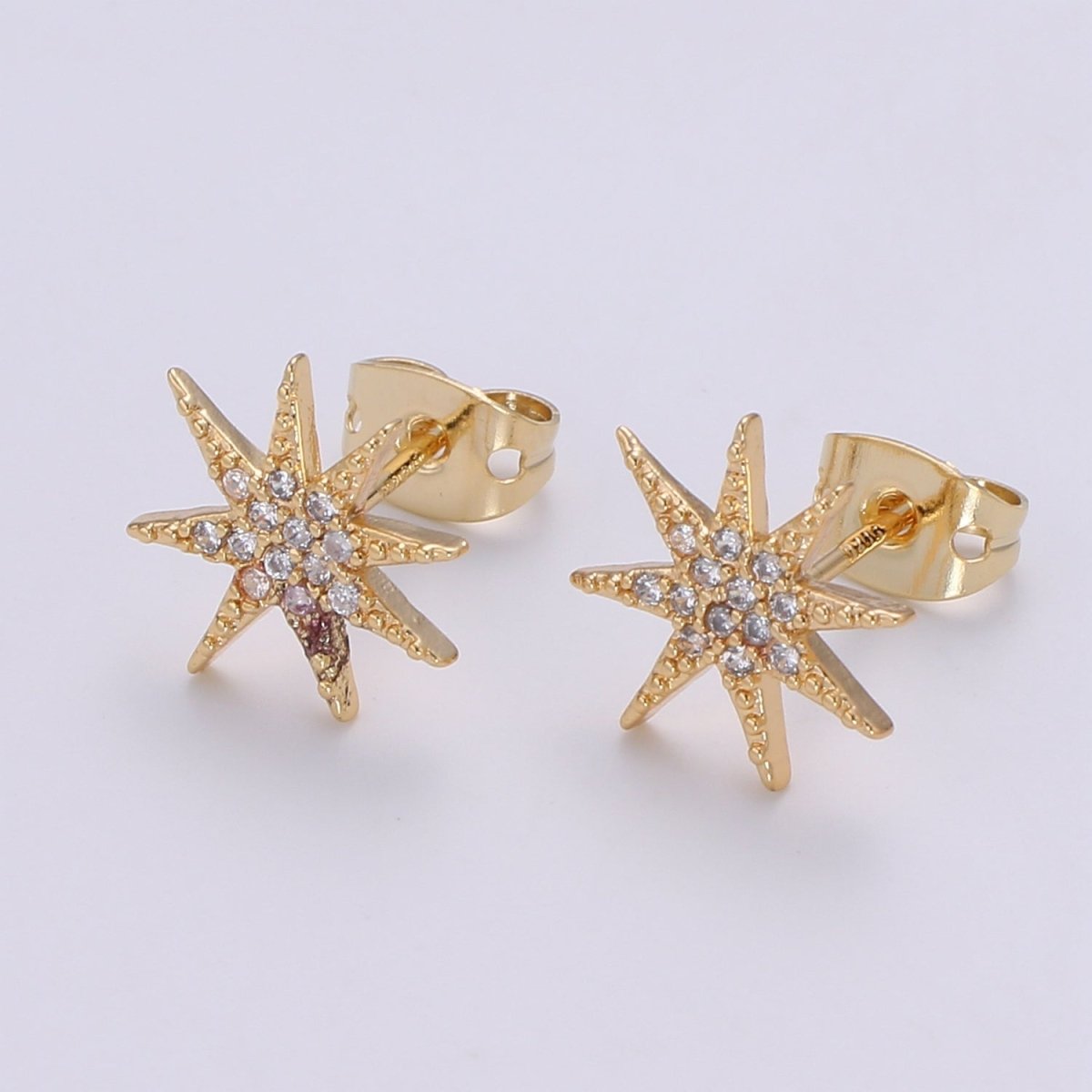 Dainty North Star Stud Earring Cubic Zirconia Celestial Inspired for Minimalist Jewelry P-151