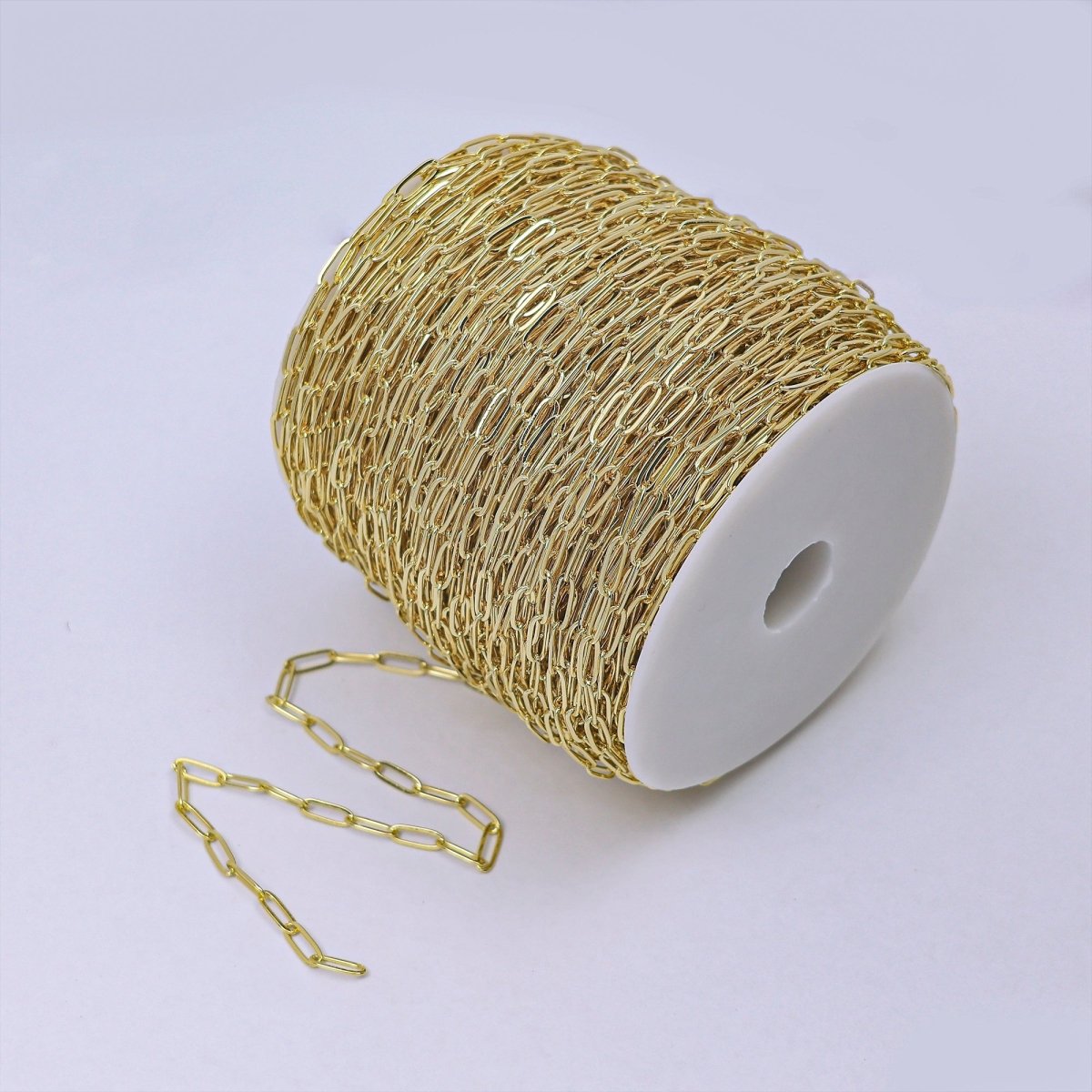 Dainty Paper Clip Chain Necklace, 24K Gold Filled Elongated Rectangle Paper Clip 3.5X10mm, Unfinished Chain | ROLL-248 ROLL-258