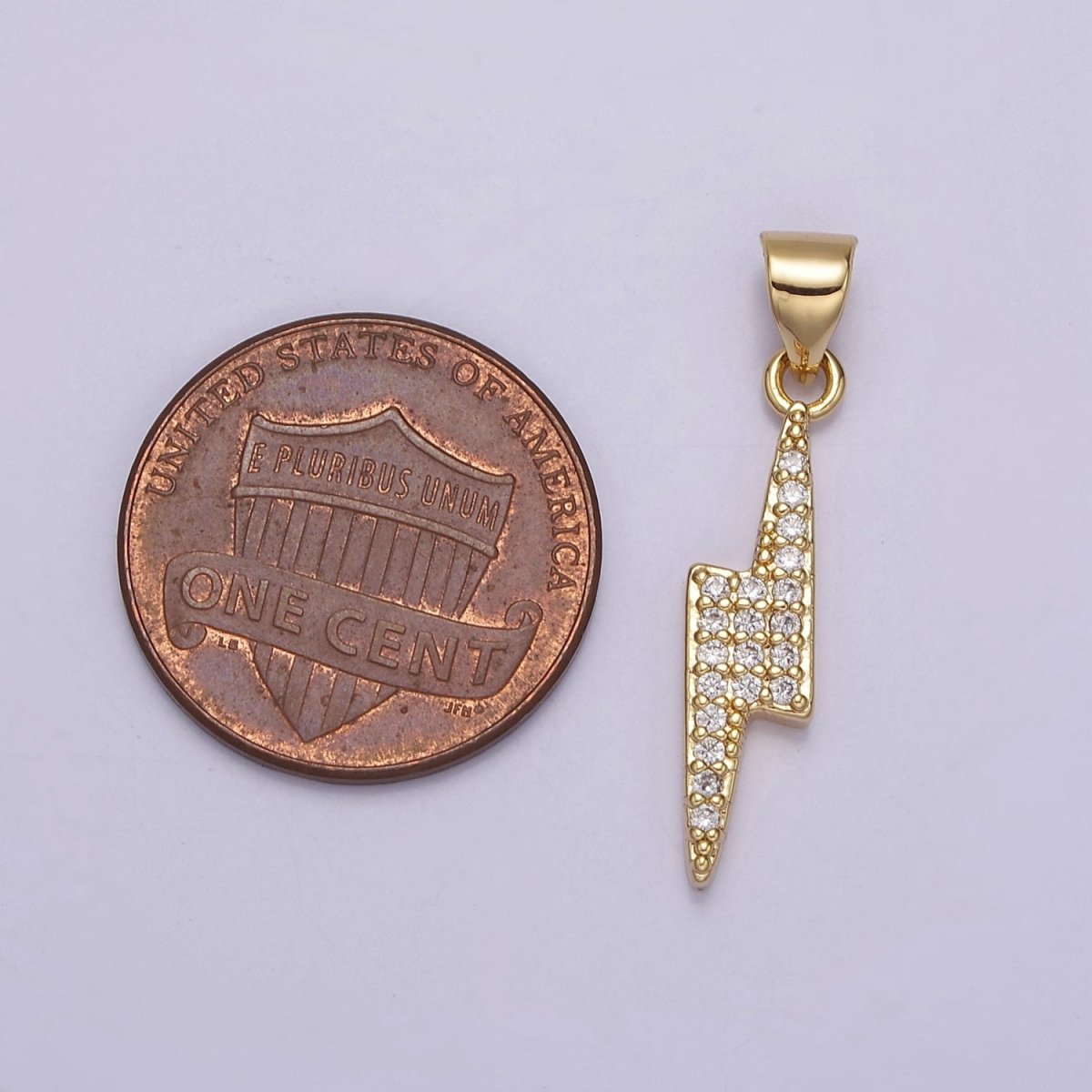 Dainty Pave Lightning Bolt Pendant Charm, Micro Pave Cubic Zirconia CZ Thunder Charm For Jewelry Necklace Making J-345