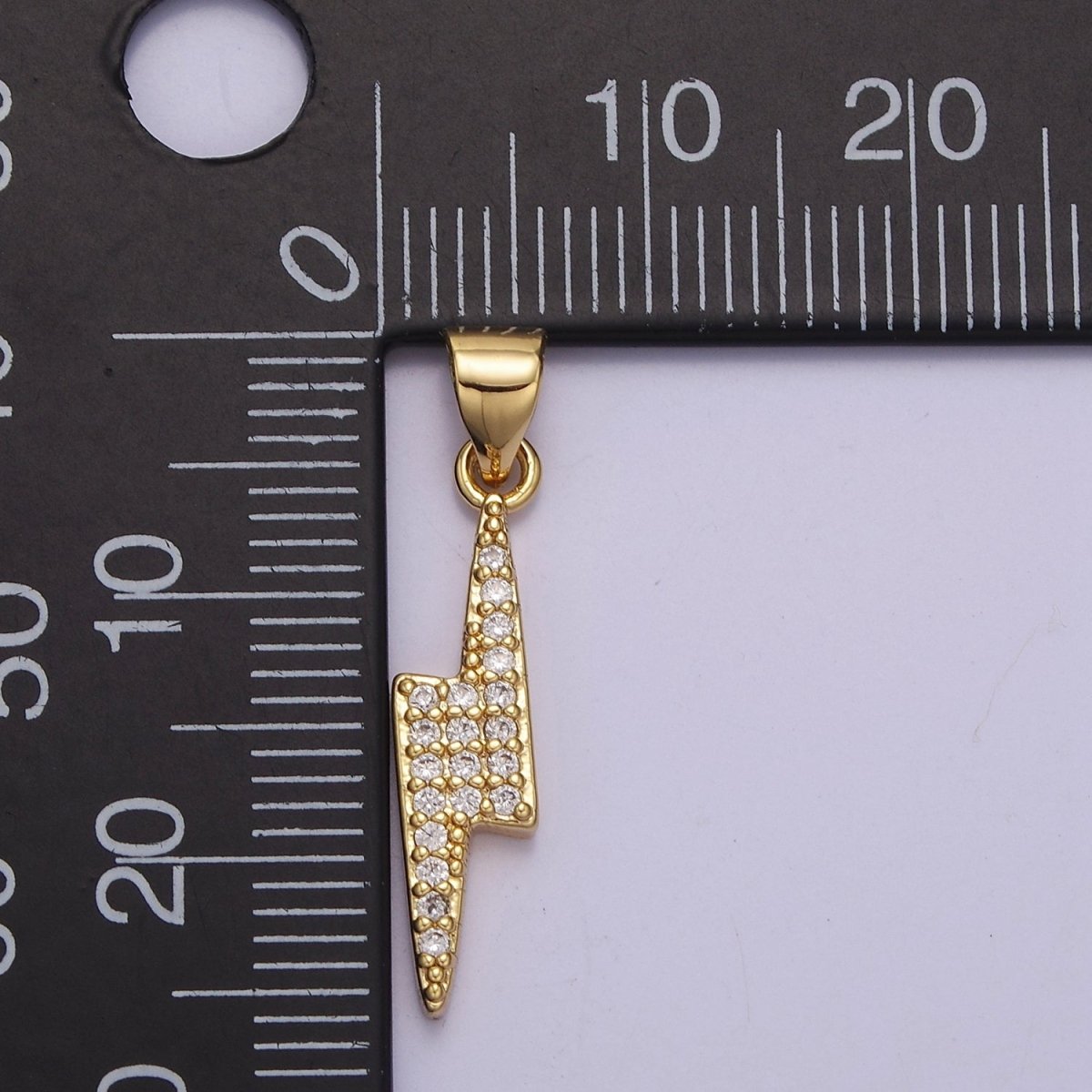 Dainty Pave Lightning Bolt Pendant Charm, Micro Pave Cubic Zirconia CZ Thunder Charm For Jewelry Necklace Making J-345