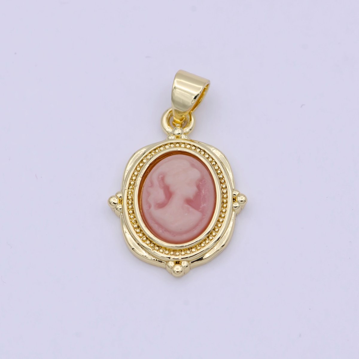 Dainty Pink Agate cameo pendant woman Italian cameo jewelry Charm Vintage Jewelry N-619