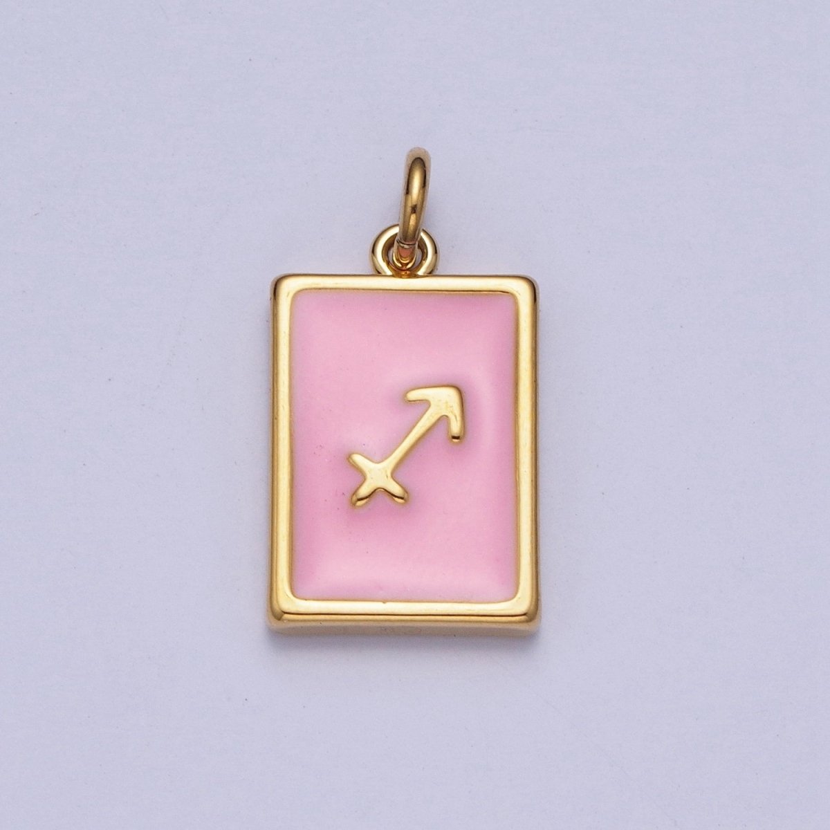 Dainty Pink Enamel Zodiac Charm Mini Tag Astrology Pendant for Bracelet Earring Necklace Y2K Jewelry A-A1469-A-A1474
