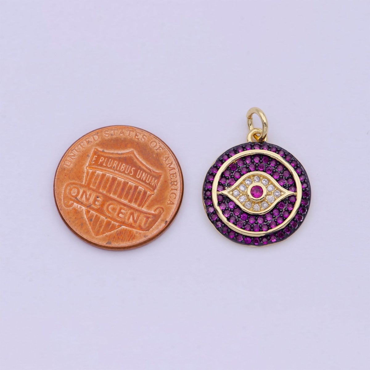 Dainty Pink Evil Eye Pendant for Necklace Charm in 24k Gold Filled Evil Eye Charm for Bracelet Necklace Earring Supply 20x15mm D-192