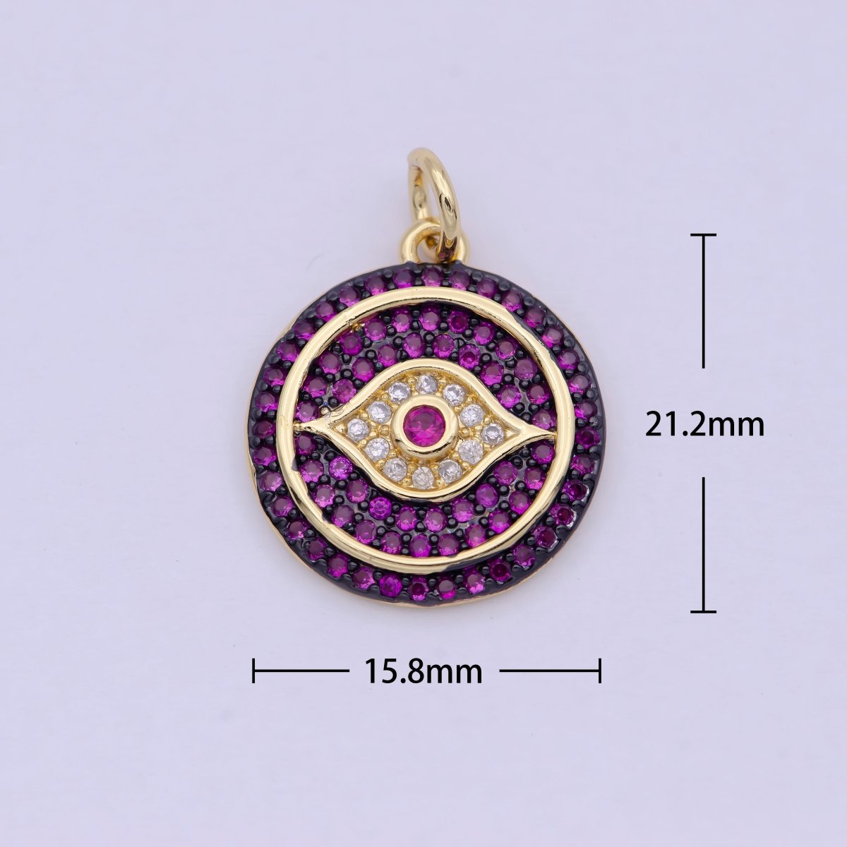 Dainty Pink Evil Eye Pendant for Necklace Charm in 24k Gold Filled Evil Eye Charm for Bracelet Necklace Earring Supply 20x15mm D-192