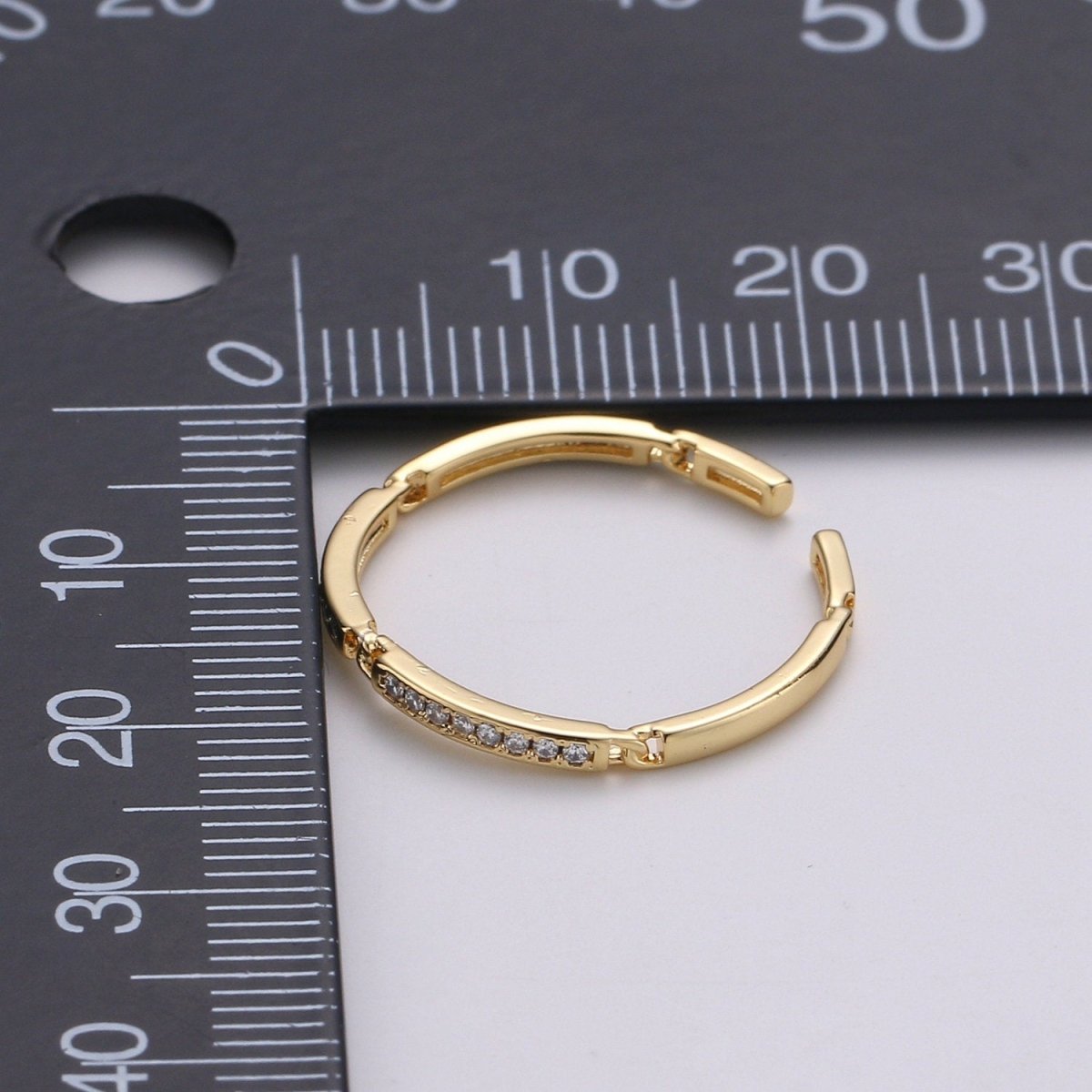Dainty Ring, Gold Vermeil Minimalist Ring, Stacking Ring, Simple Open Ring, Cubic Zirconia Adjustable Ring, Thin Ring, Gift for Her R-127