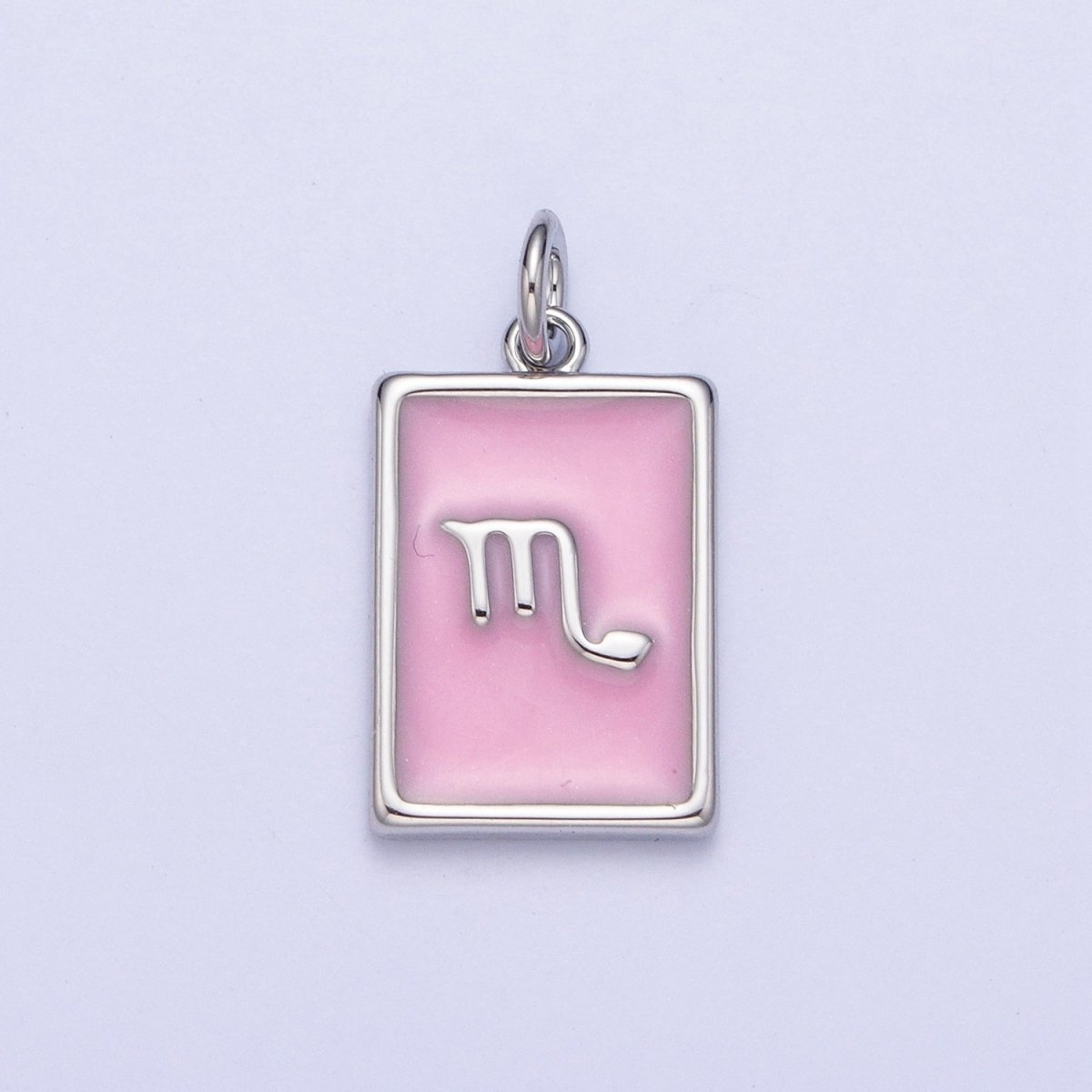 Dainty Silver Pink Enamel Zodiac Charm Mini Tag Astrology Pendant for Bracelet Earring Necklace Y2K Jewelry| A1475-A1480