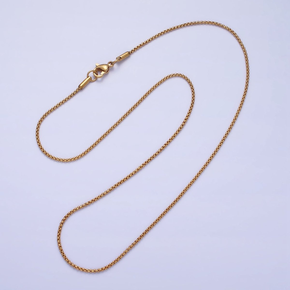Dainty Stainless Steel Cable Rolo Chain Necklace 1.2mm Thin Dark Gold Box Chain 17.7 inches for Jewelry Making | WA-1703 WA-1704 Clearance Pricing