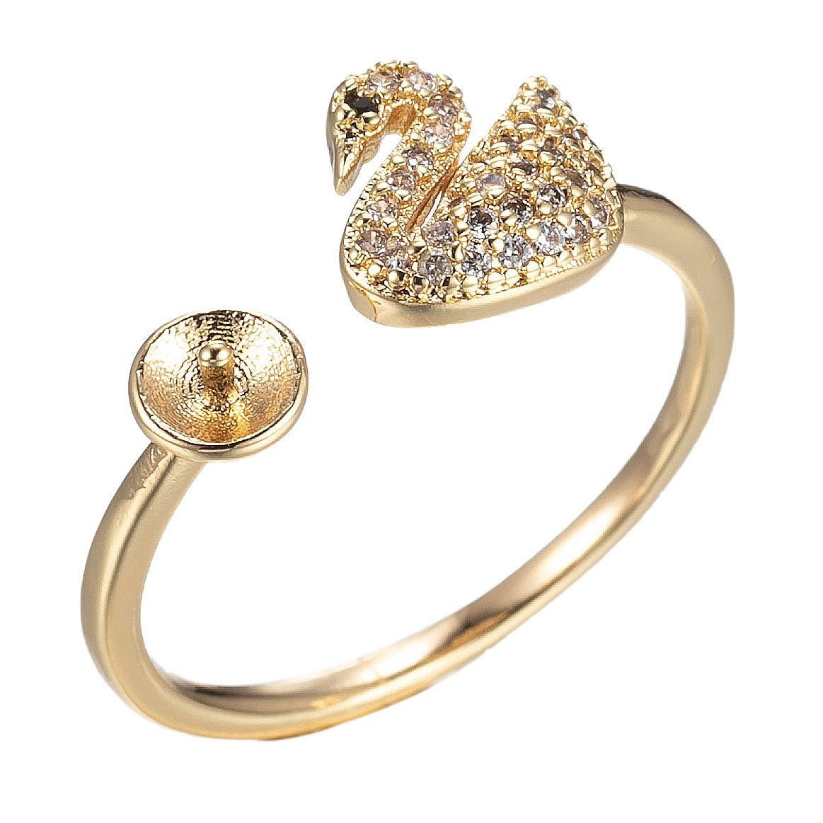 Dainty Swan Ring Open Adjustable Animal Ring Micro Pave Cz Stackable