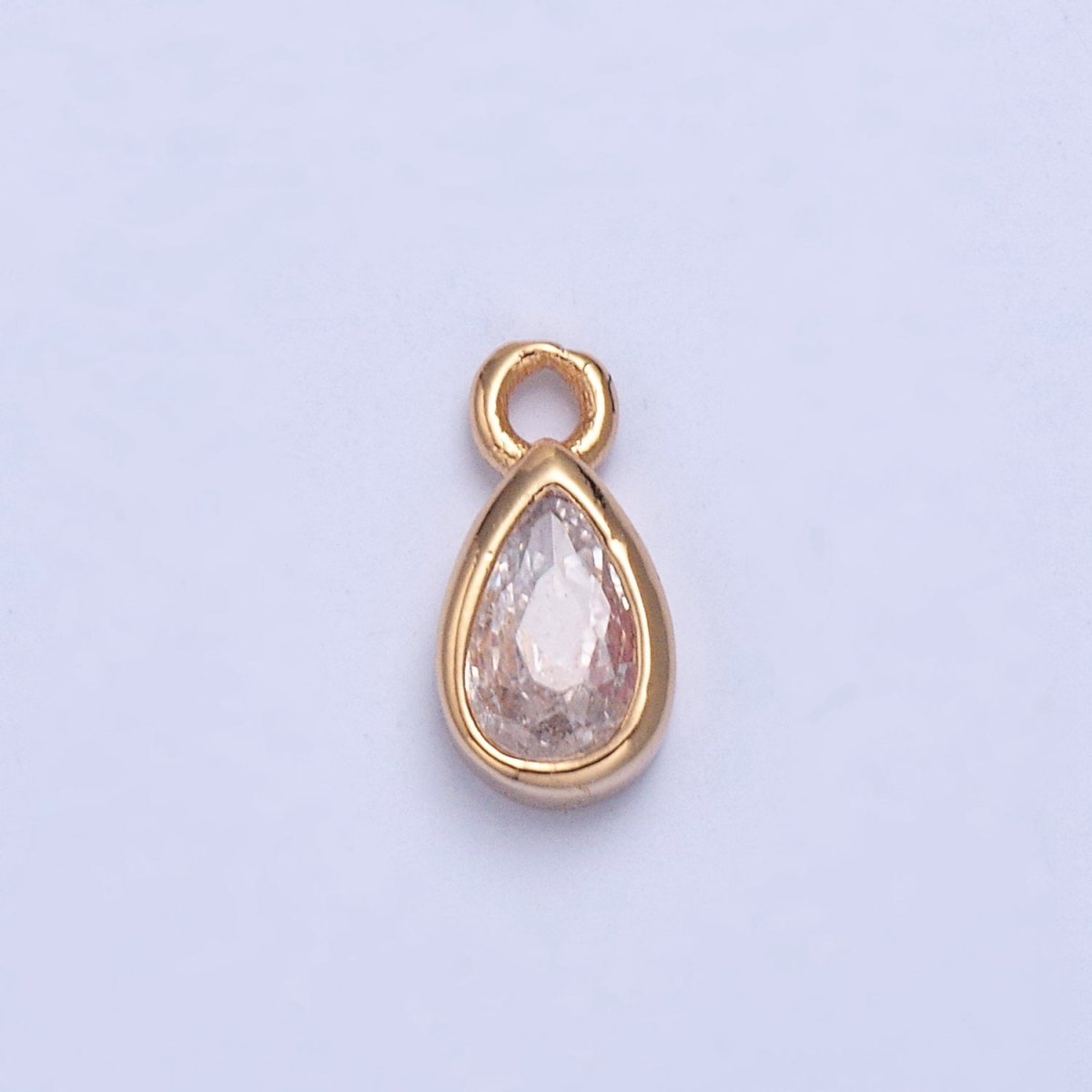 Dainty Teardrop Cubic Zirconia CZ Charm For Jewelry Making X-028