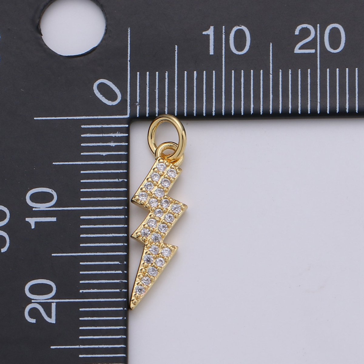 Dainty Thunder Bold Gold Filled Charm with CZ Crystal - D-277