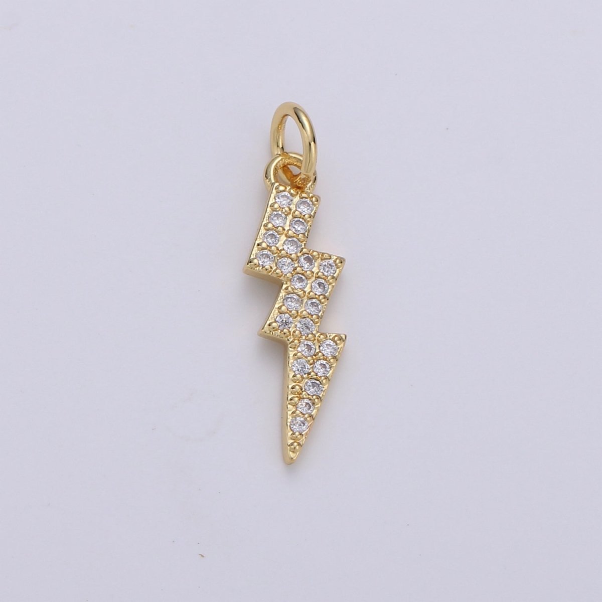 Dainty Thunder Bold Gold Filled Charm with CZ Crystal - D-277