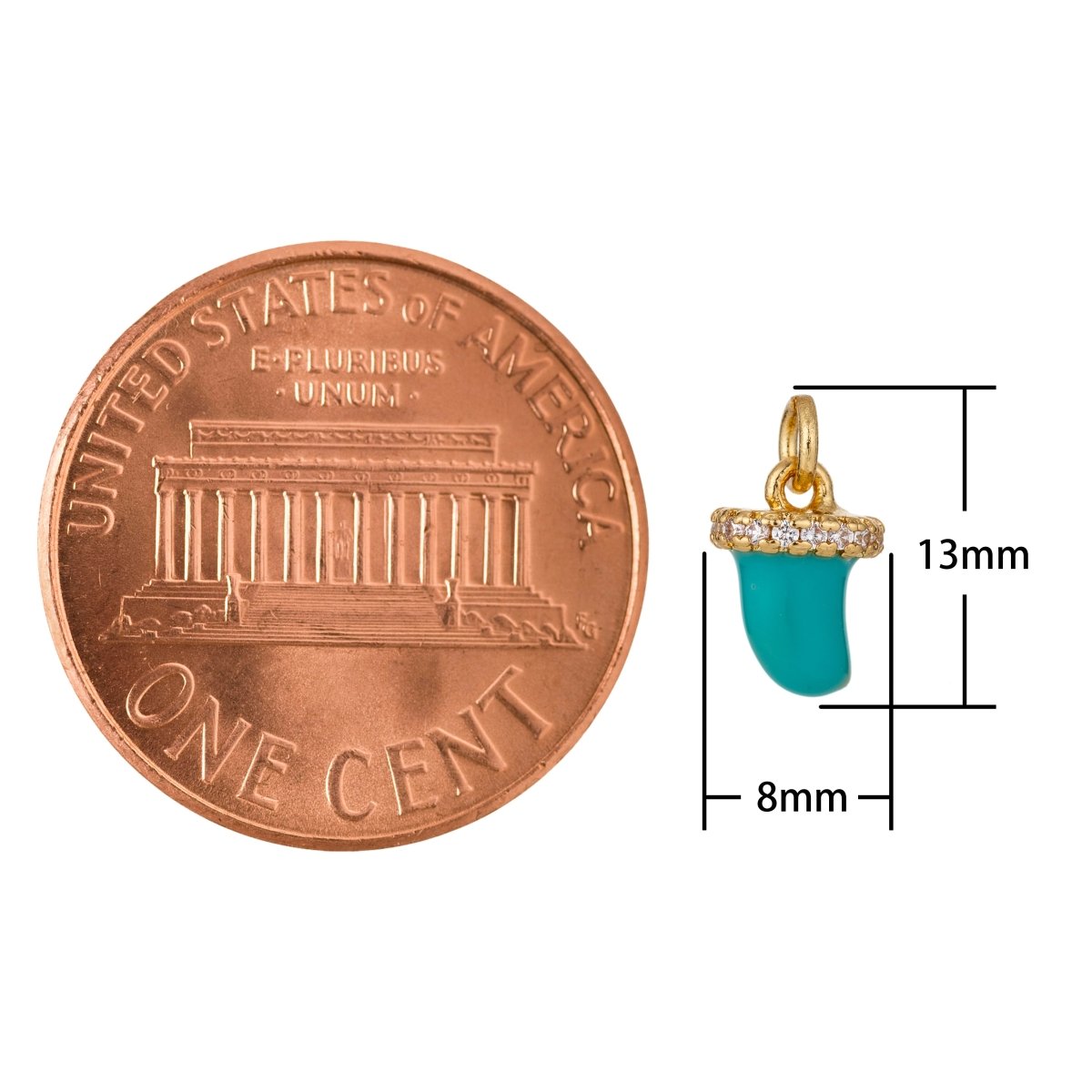 Dainty Tiny Tusk Drop Charm, Dainty Horn Turquoise Charms with CZ for Bracelet Earring Necklace Jewelry Making Supply Gold Filled, C433