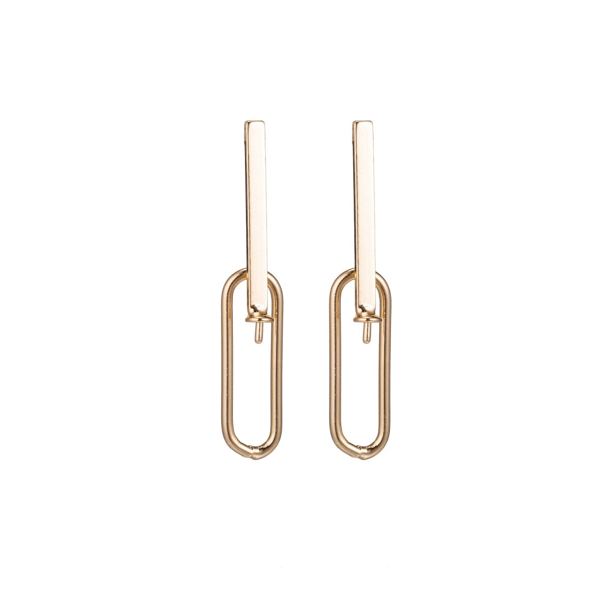 Dangle 18k Gold Filled Earrings Post, Stud Earrings, Looped Chained Earring Supply Findings for Jewelry Making Supplies. K-436