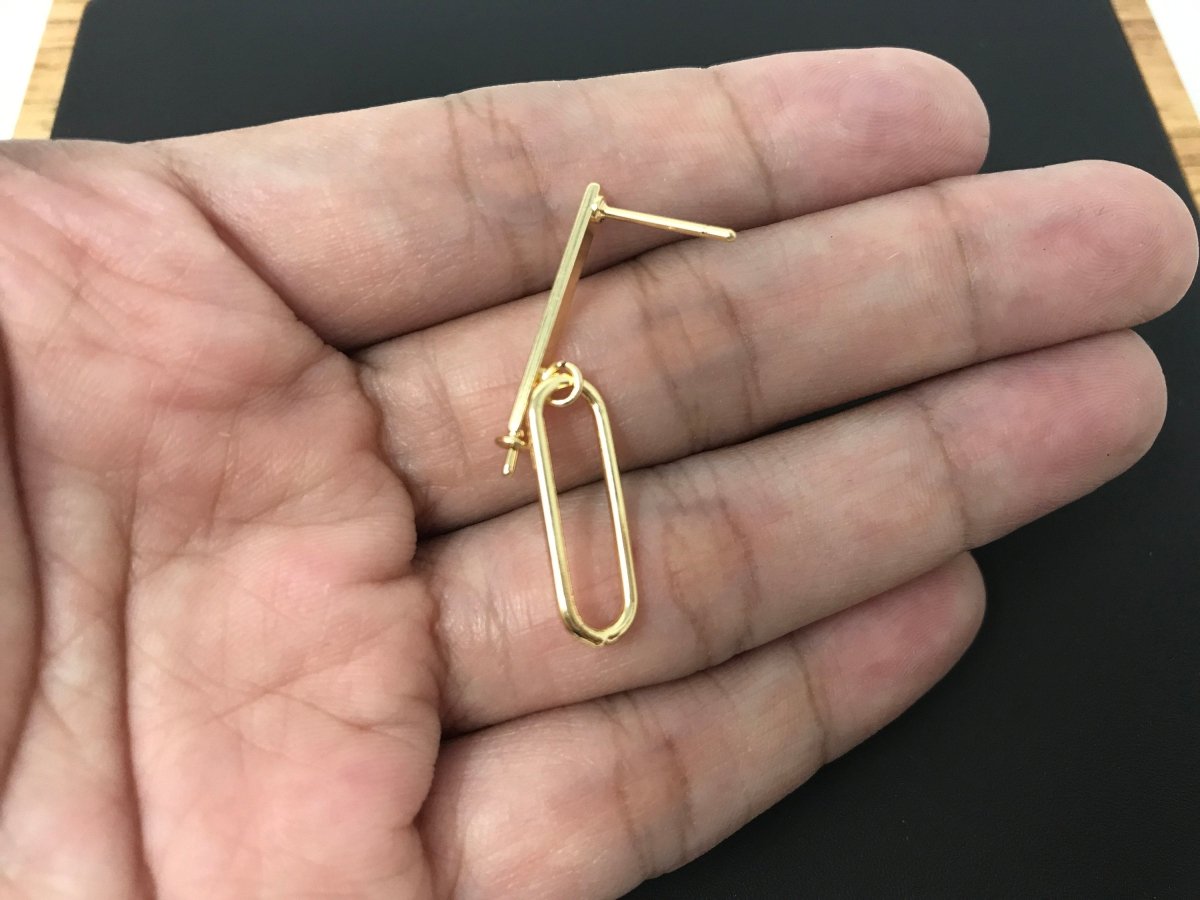 Dangle 18k Gold Filled Earrings Post, Stud Earrings, Looped Chained Earring Supply Findings for Jewelry Making Supplies. K-436