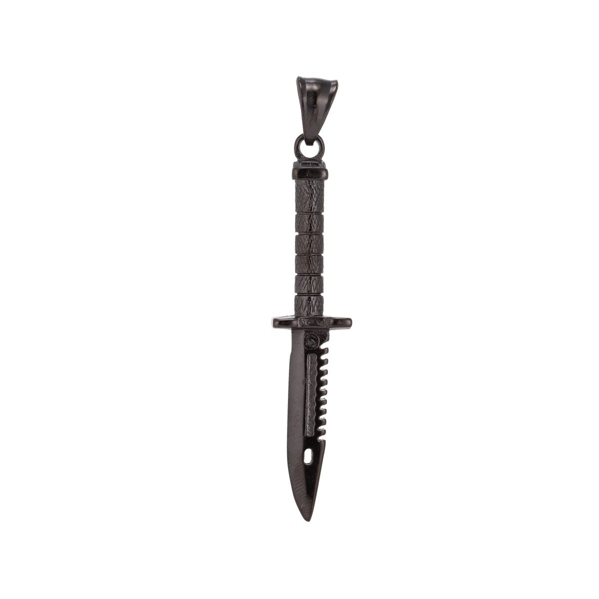 Dark Black Gun Metal Stainless Steel Knife Charm Pendant w/ Bails Findings for Earring Necklace Men Jewelry Making Supplies J-416