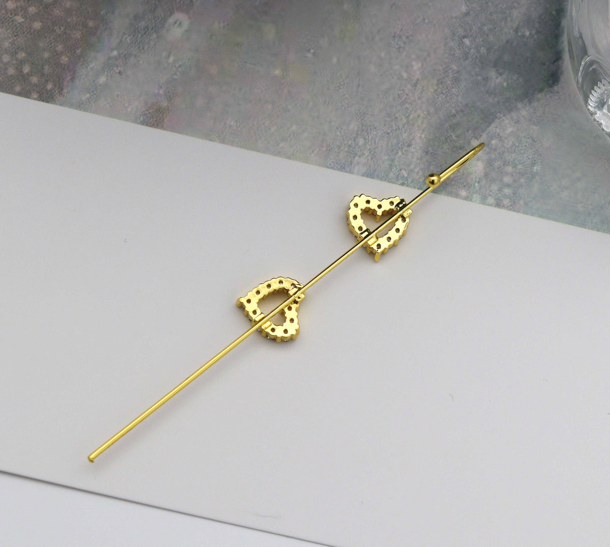 CZ Heart Long Spike Earrings, Sku#LD231