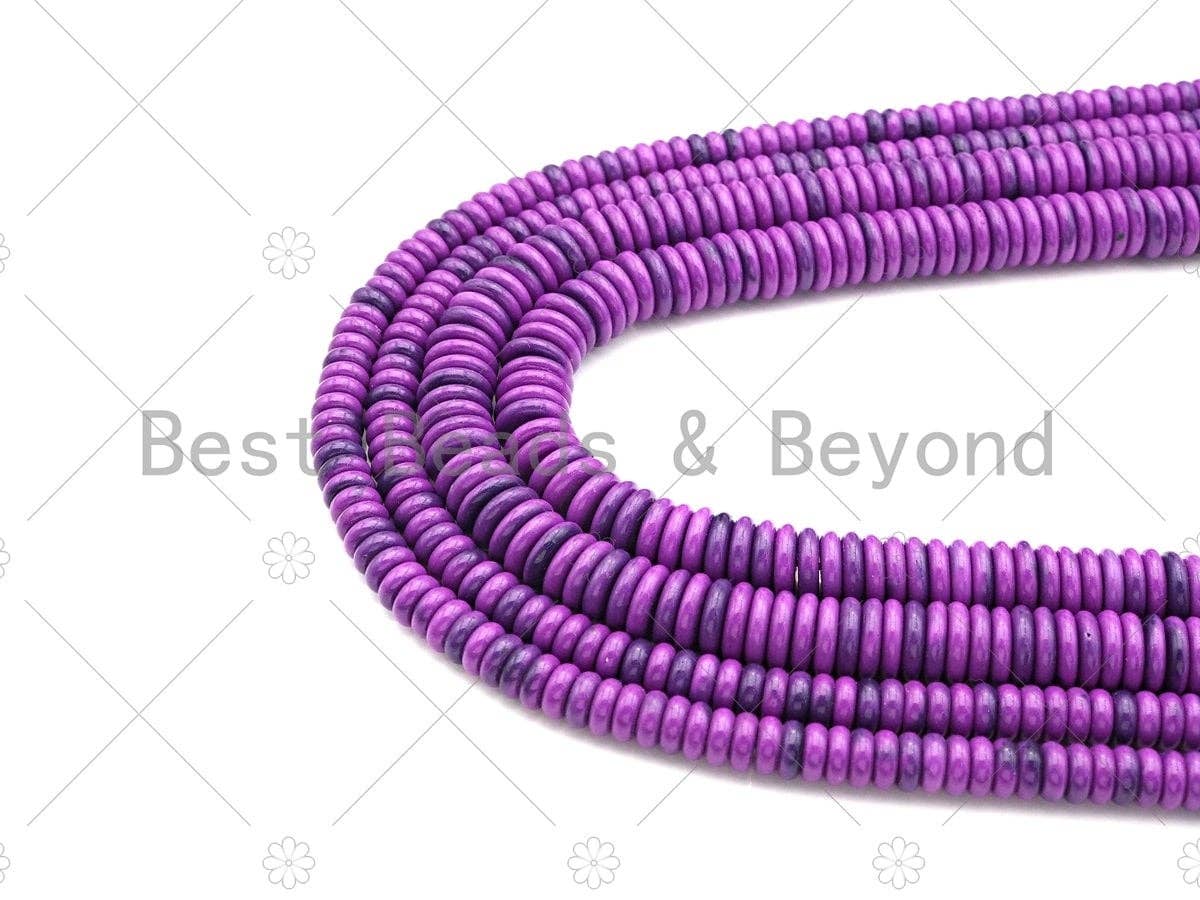 Quality Purple Smooth Rondelle Jade Beads, 3x8mm/3x12mm Spacer Beads, Purple Jade Beads, 15.5'' Full Strand, Sku#U1083