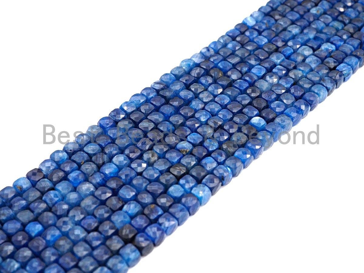 High Quality Natural kyanite Beads, 4mm Kyanite Faceted Cube Beads, 16" Full Strand , Sku#U813