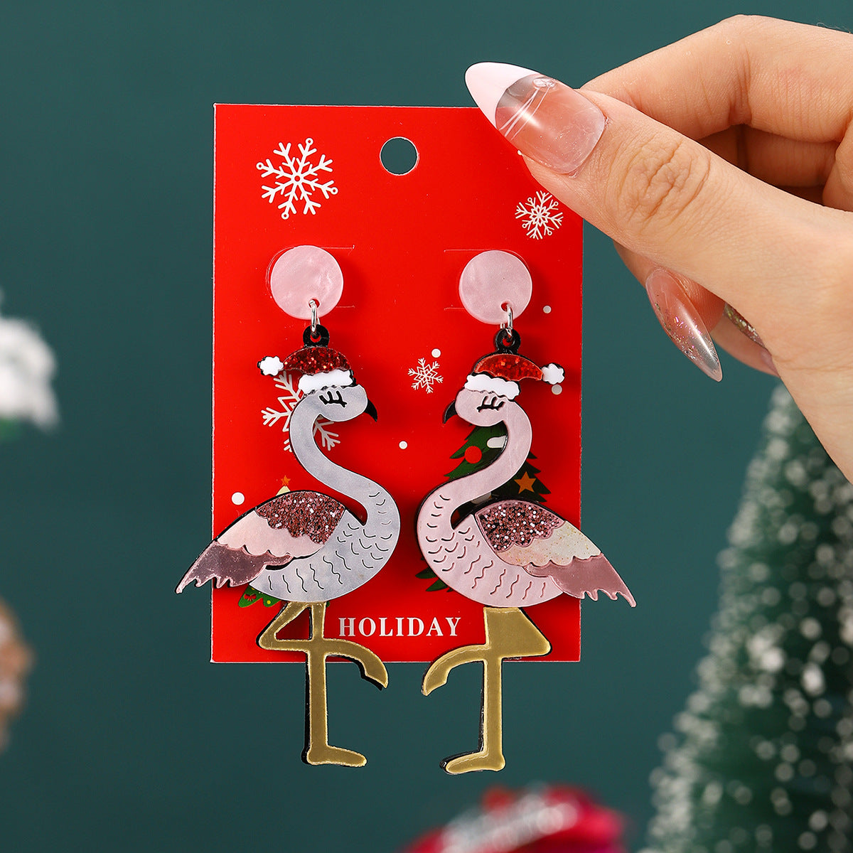 European And American Cross-Border Hot Selling New Christmas Pendant Earrings Cartoon Diamond Alloy Material Christmas Earrings Series Wholesale