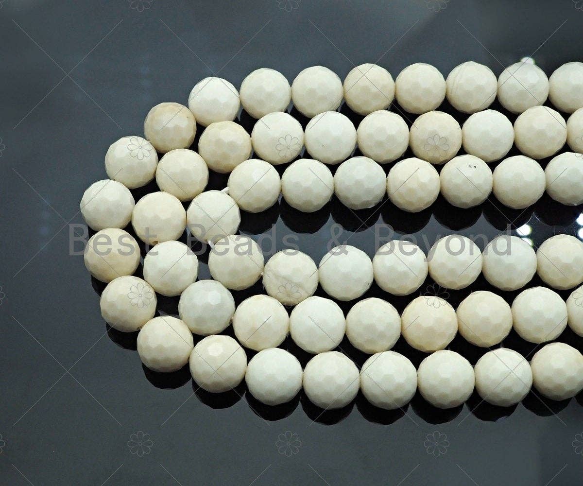 SPECIAL CUT High Quality Natural Ivory Japser Beads, Round Faceted 6mm/8mm/10mm/12mm Ivory Jasper Beads, 15.5" Full Strand, sku#U978