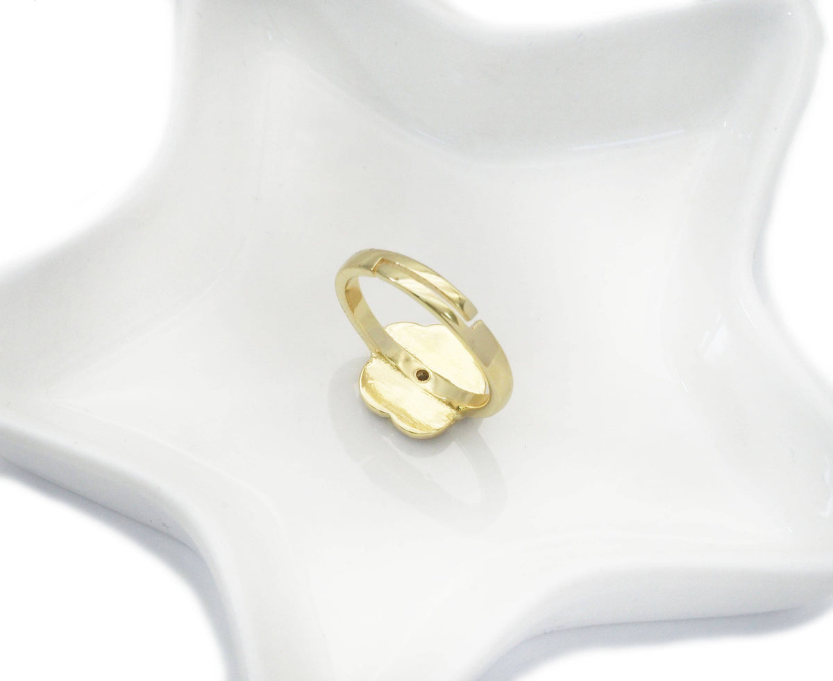 Mother-of-pearl Flower Adjustable Ring, Sku#FH212