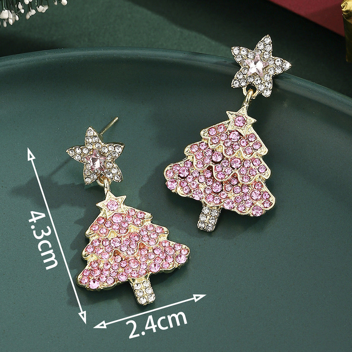 Cross-Border Personalized Christmas Alloy Earrings Christmas Hat Colorful Star Dot Diamond Christmas Tree Elk Gingerbread Man Earrings