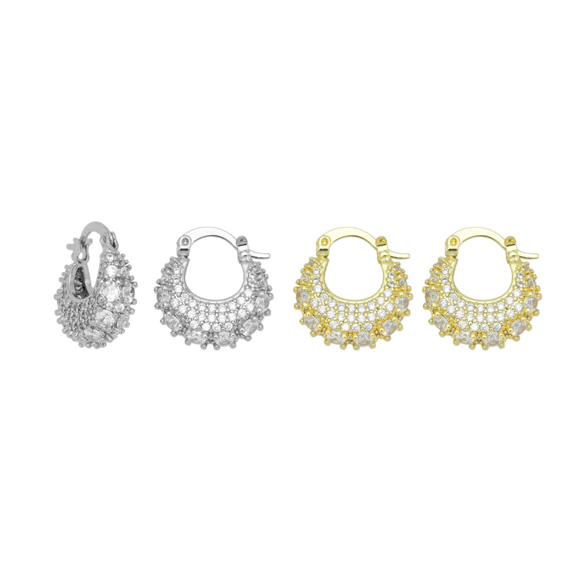 Clear CZ Cute Bag Shape Huggie Earrings, Sku#LX700