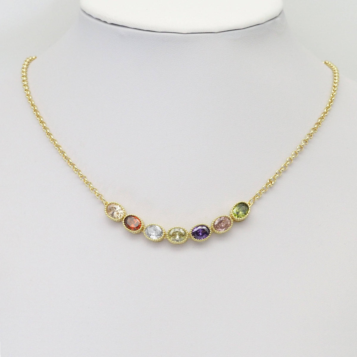 Colorful CZ Gold Round Heart Oval Shape Long Bar Connector Charm, Sku#LX313